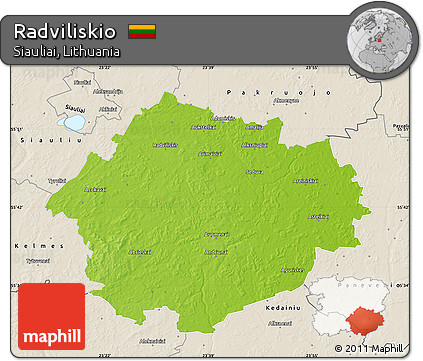 Physical Map of Radviliskio, shaded relief outside