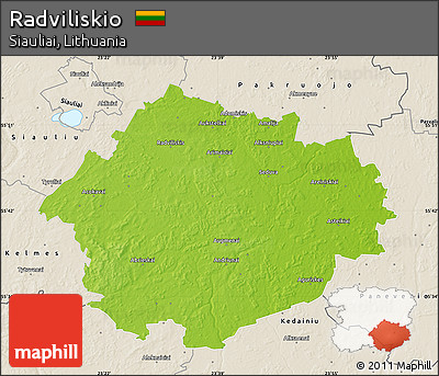 Physical Map of Radviliskio, shaded relief outside