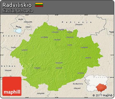 Physical Map of Radviliskio, shaded relief outside