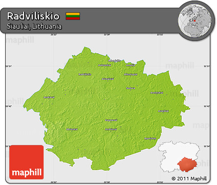 Physical Map of Radviliskio, single color outside