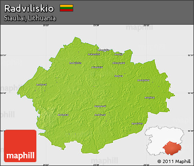 Physical Map of Radviliskio, single color outside