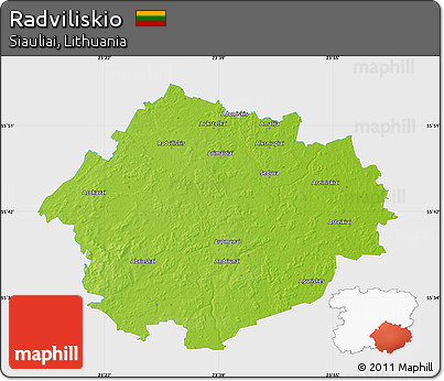 Physical Map of Radviliskio, single color outside