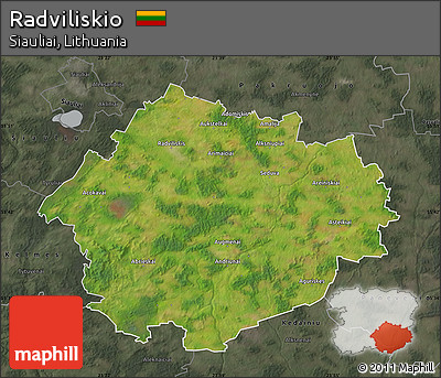 Satellite Map of Radviliskio, darken, semi-desaturated