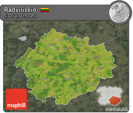 Satellite Map of Radviliskio, darken, semi-desaturated