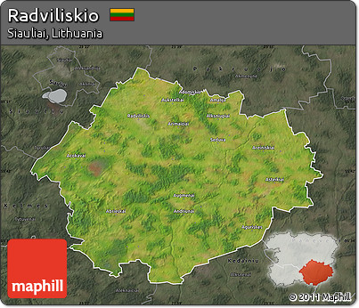 Satellite Map of Radviliskio, darken, semi-desaturated