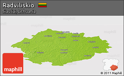Physical Panoramic Map of Radviliskio, cropped outside