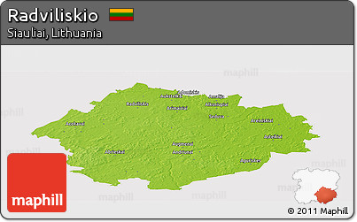 Physical Panoramic Map of Radviliskio, cropped outside