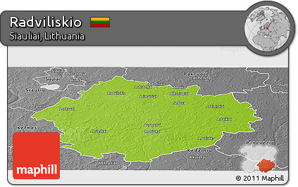 Physical Panoramic Map of Radviliskio, desaturated