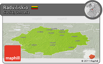 Physical Panoramic Map of Radviliskio, lighten, semi-desaturated