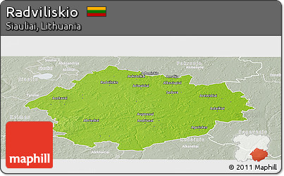 Physical Panoramic Map of Radviliskio, lighten, semi-desaturated