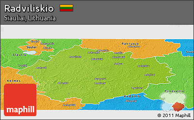 Physical Panoramic Map of Radviliskio, political outside