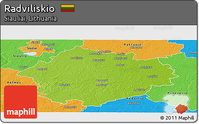 Physical Panoramic Map of Radviliskio, political outside