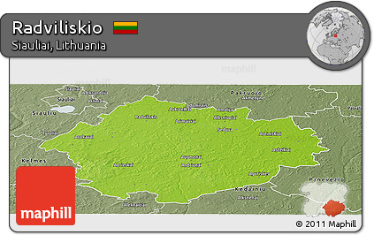 Physical Panoramic Map of Radviliskio, semi-desaturated