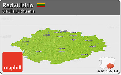 Physical Panoramic Map of Radviliskio, single color outside