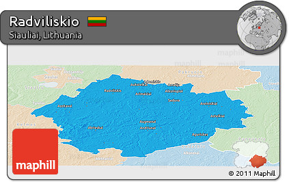 Political Panoramic Map of Radviliskio, lighten