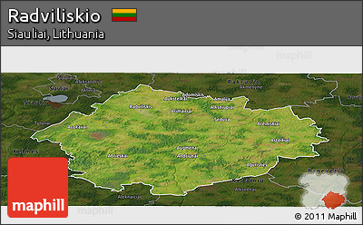 Satellite Panoramic Map of Radviliskio, darken