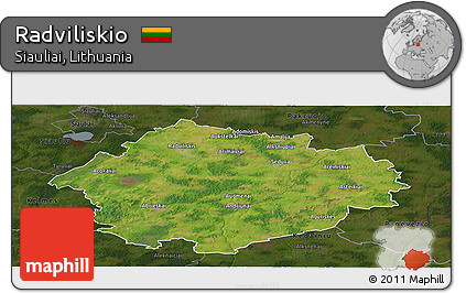 Satellite Panoramic Map of Radviliskio, darken