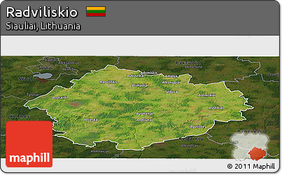 Satellite Panoramic Map of Radviliskio, darken