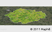 Satellite Panoramic Map of Radviliskio, darken, semi-desaturated
