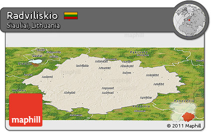 Shaded Relief Panoramic Map of Radviliskio, satellite outside