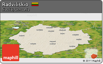 Shaded Relief Panoramic Map of Radviliskio, satellite outside