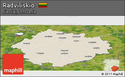 Shaded Relief Panoramic Map of Radviliskio, satellite outside