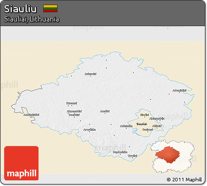 Classic Style 3D Map of Siauliu, single color outside