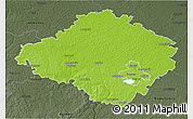 Physical 3D Map of Siauliu, darken, semi-desaturated
