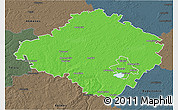 Political 3D Map of Siauliu, darken, semi-desaturated
