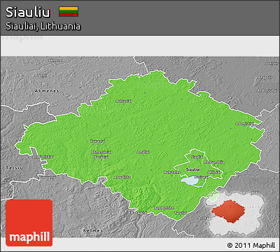 Political 3D Map of Siauliu, desaturated