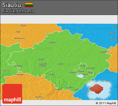 Political 3D Map of Siauliu