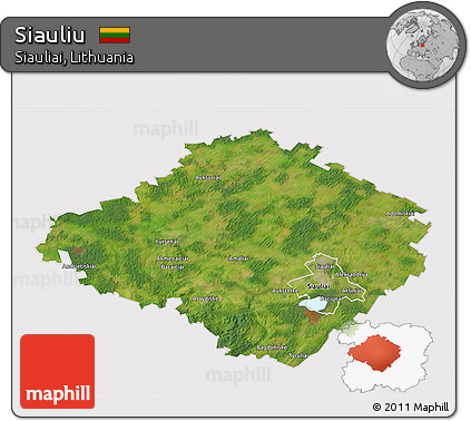Satellite 3D Map of Siauliu, cropped outside
