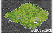 Satellite 3D Map of Siauliu, darken, desaturated