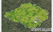 Satellite 3D Map of Siauliu, darken, semi-desaturated