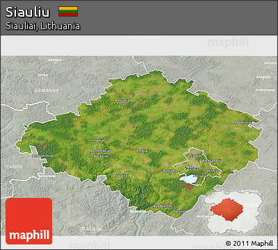 Satellite 3D Map of Siauliu, lighten, semi-desaturated