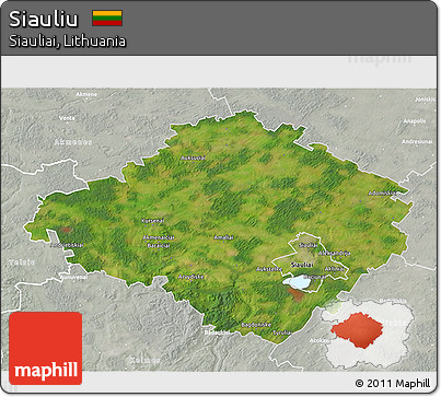 Satellite 3D Map of Siauliu, lighten, semi-desaturated