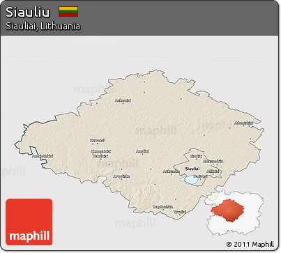 Shaded Relief 3D Map of Siauliu, cropped outside