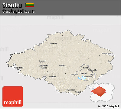 Shaded Relief 3D Map of Siauliu, cropped outside