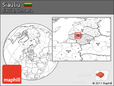 Blank Location Map of Siauliu, highlighted country, highlighted parent region, within the entire country