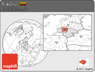 Blank Location Map of Siauliu, highlighted country, highlighted parent region, within the entire country
