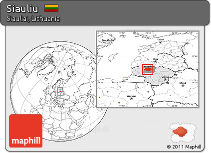 Blank Location Map of Siauliu, highlighted country, highlighted parent region