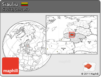Blank Location Map of Siauliu, highlighted country, highlighted parent region