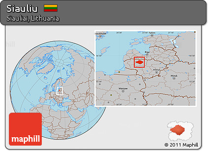 Gray Location Map of Siauliu, within the entire country