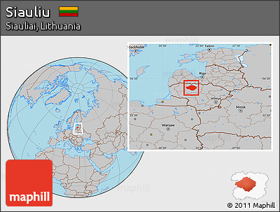 Gray Location Map of Siauliu, within the entire country