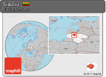 Gray Location Map of Siauliu, highlighted country