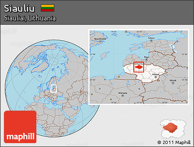 Gray Location Map of Siauliu, highlighted country