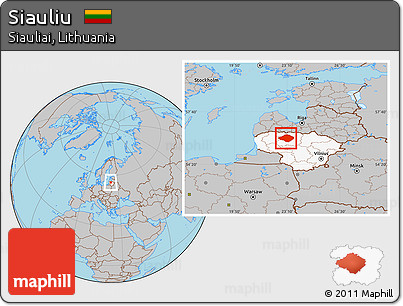 Gray Location Map of Siauliu, highlighted country