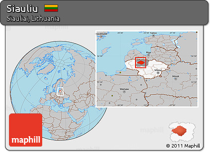Gray Location Map of Siauliu, highlighted country, highlighted parent region, within the entire country