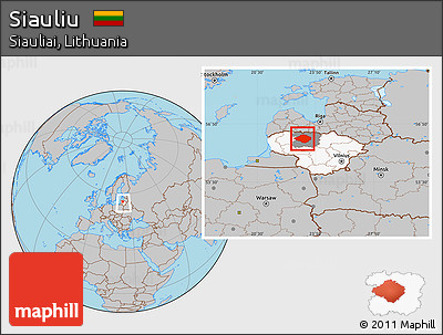 Gray Location Map of Siauliu, highlighted country, highlighted parent region, within the entire country