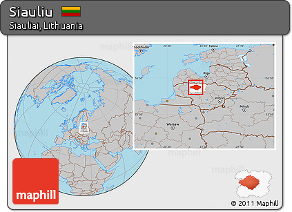 Gray Location Map of Siauliu, highlighted parent region, within the entire country
